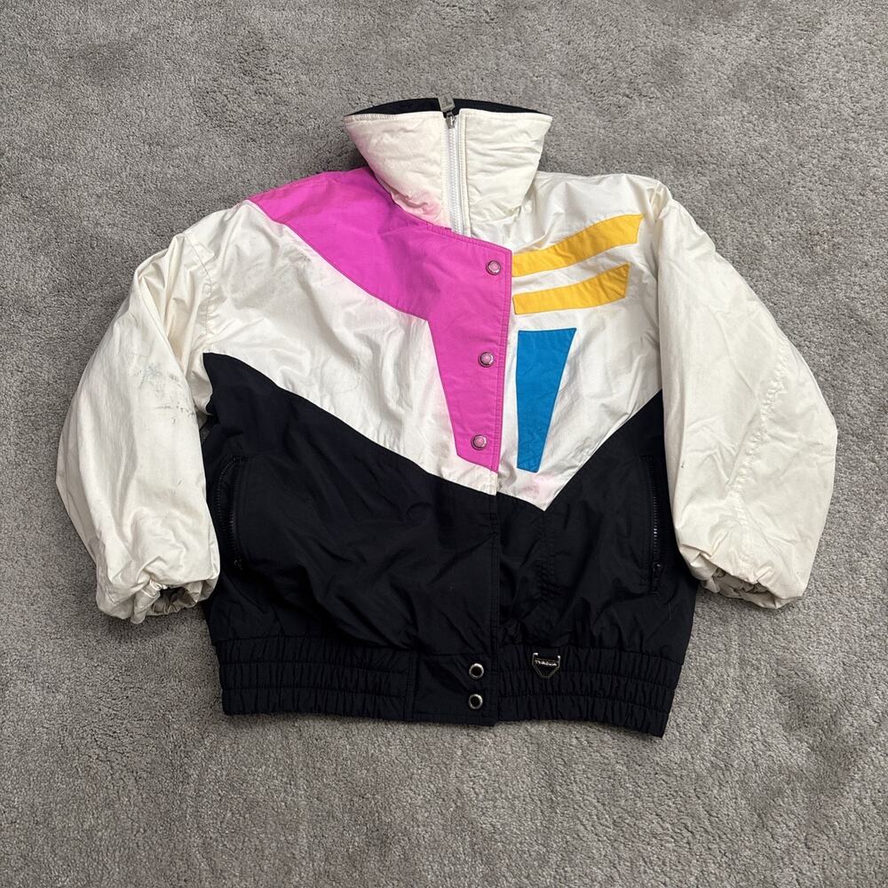 Tyrolia by Head Mens Vintage Jacket Blue White Black Pink Geometric Size Medium